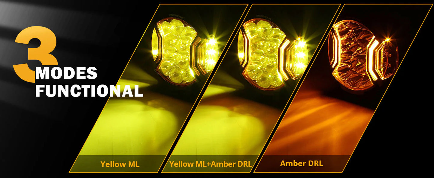 V-ULTRA Series | 5 Inch 172W LED Side Shooter Amber Pod Lights with Amber DRL