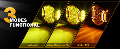V-ULTRA Series | 5 Inch 172W LED Side Shooter Amber Pod Lights with Amber DRL