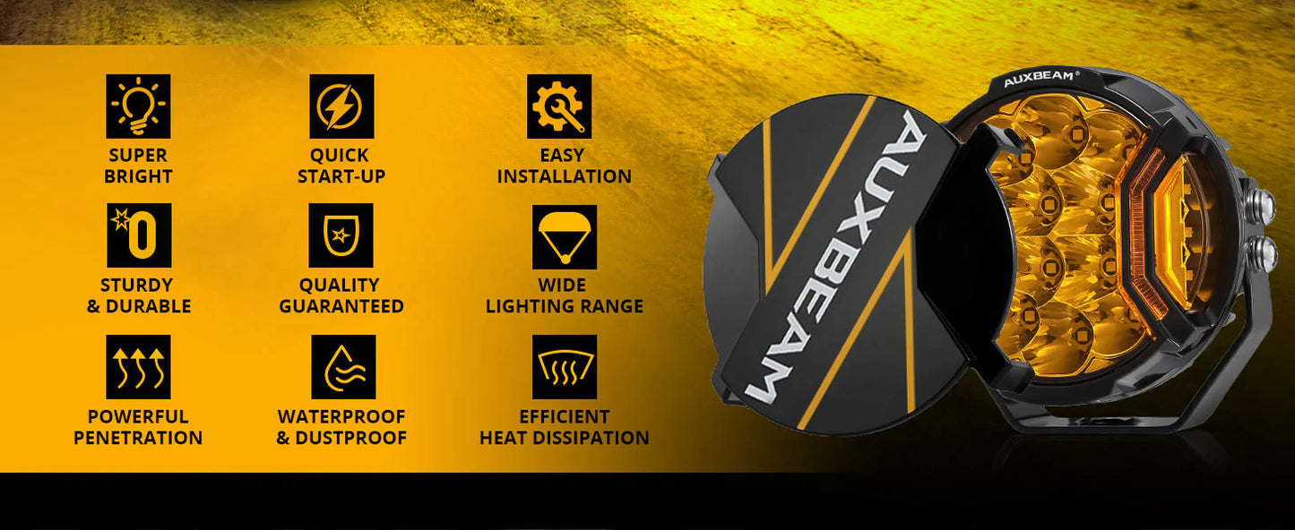 V-ULTRA Series | 5 Inch 172W LED Side Shooter Amber Pod Lights with Amber DRL