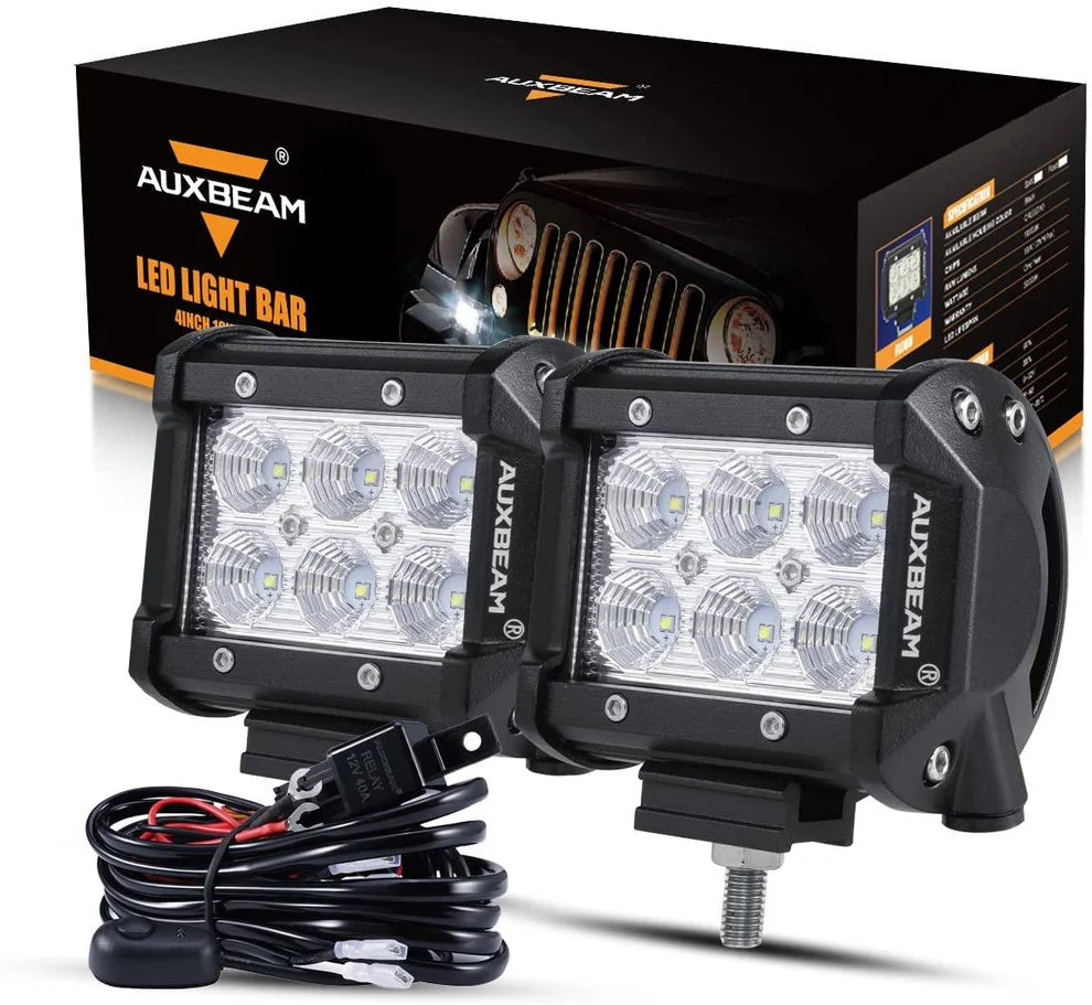 4 inch Classic-SM Series Dual Row LED PODS White Spot/Flood Beam with Wiring Harness