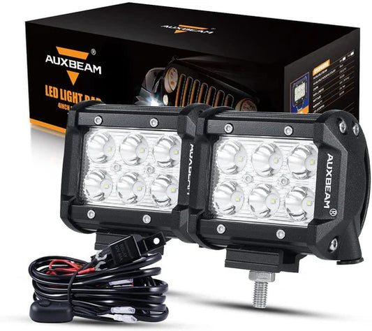 4 inch Classic-SM Series Dual Row LED PODS White Spot/Flood Beam with Wiring Harness